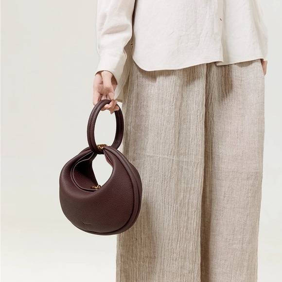 Vegan Luna Crescent Leather Bag Burgundy - Picture 5 of 9